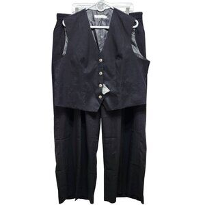 Black Vest & Pants Set Size 2XL Polyester Blend Womens Ensemble